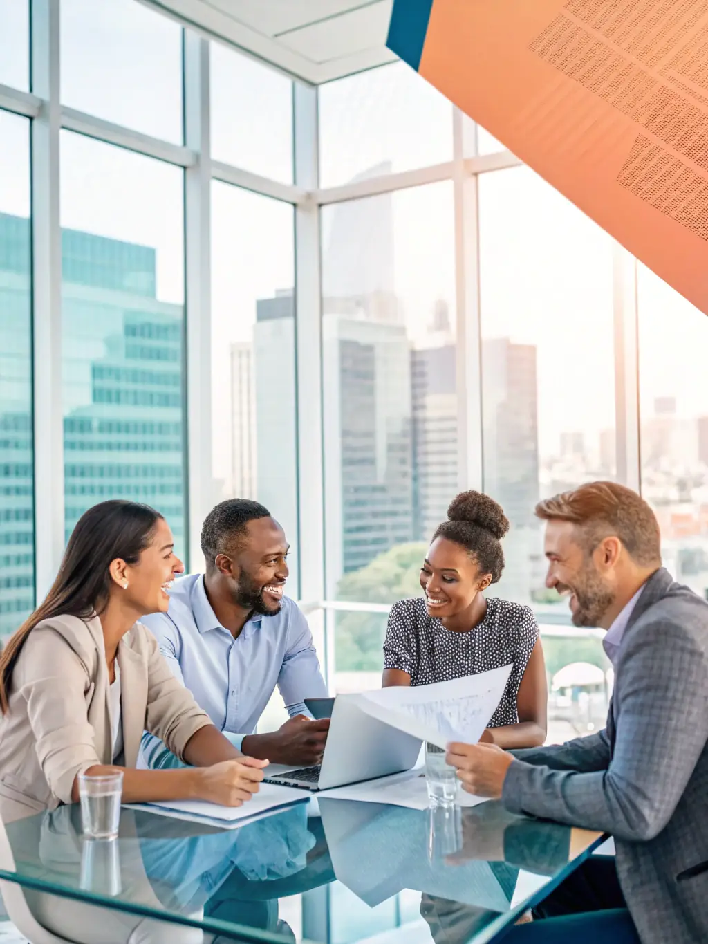 A diverse group of business professionals participating in a leadership workshop, actively engaged in discussions and collaborative problem-solving.